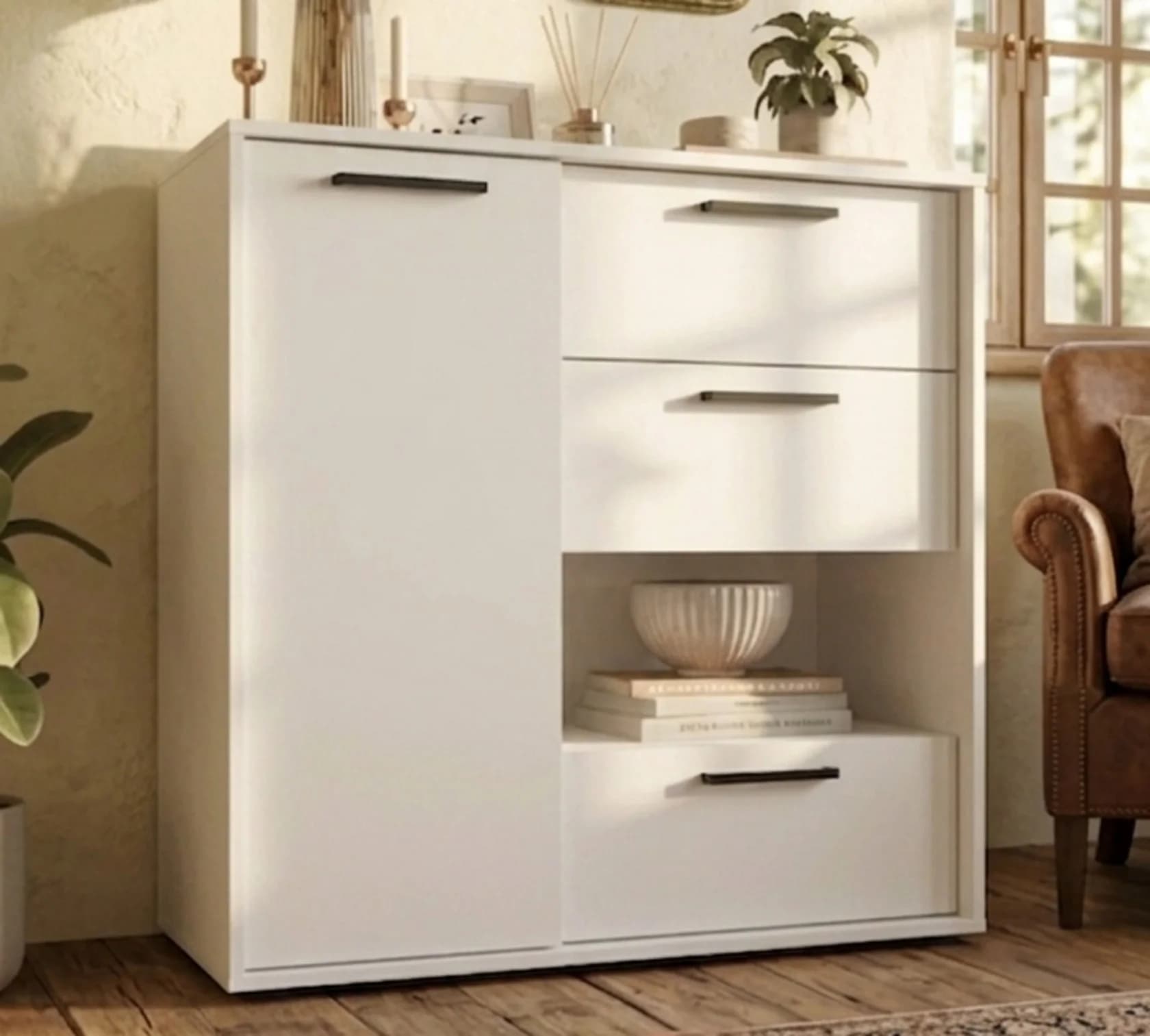 Tumba MB15, ağ, laminat, 90x90x40 sm
