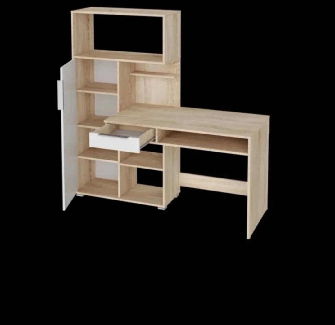 Kompüter masası 2566225, laminat, bej/ağ, 150x150x58 sm — image 2