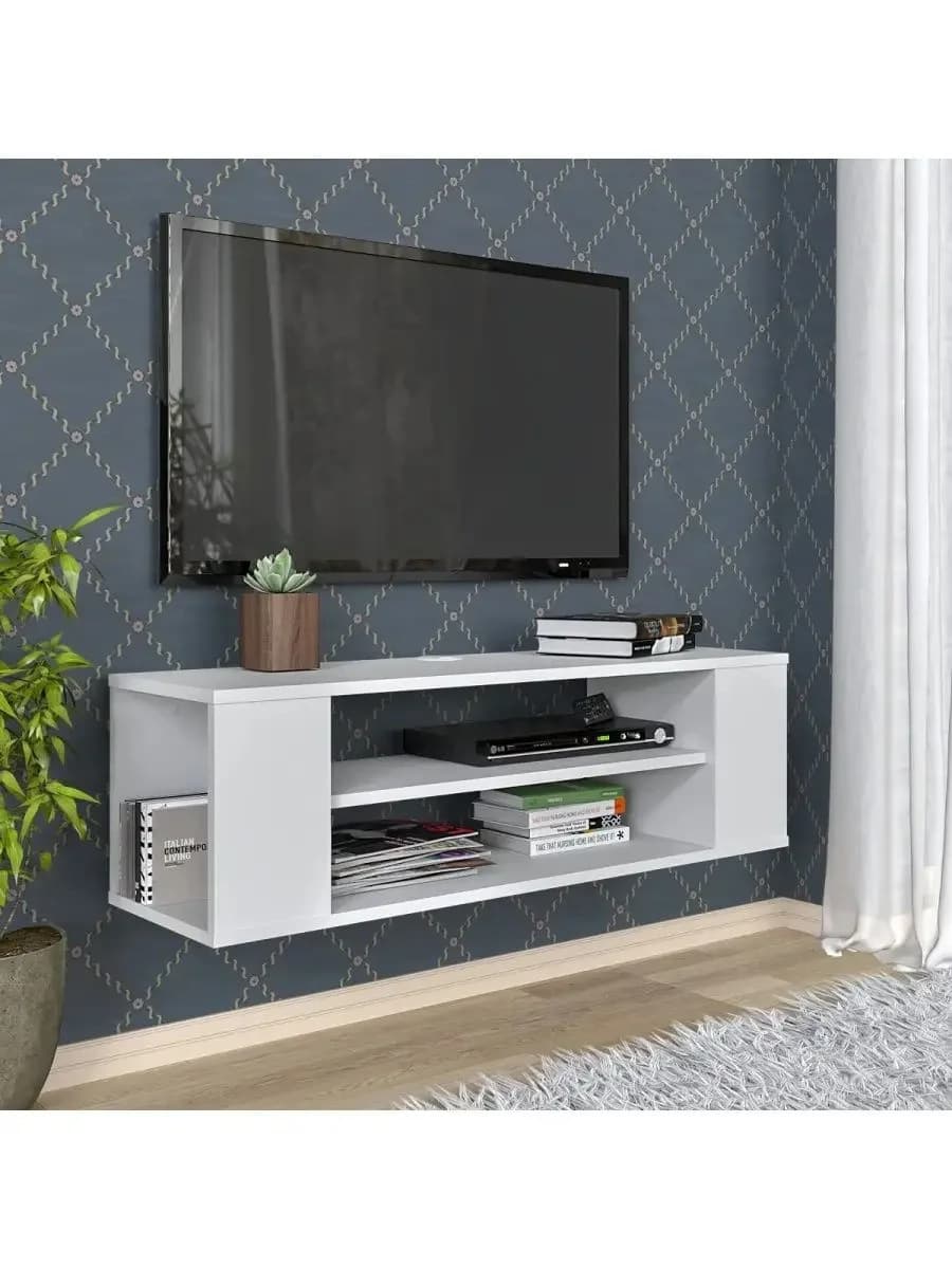 TV üçün tumba 16, laminat, ağ, 30.1х28.8х100 sm