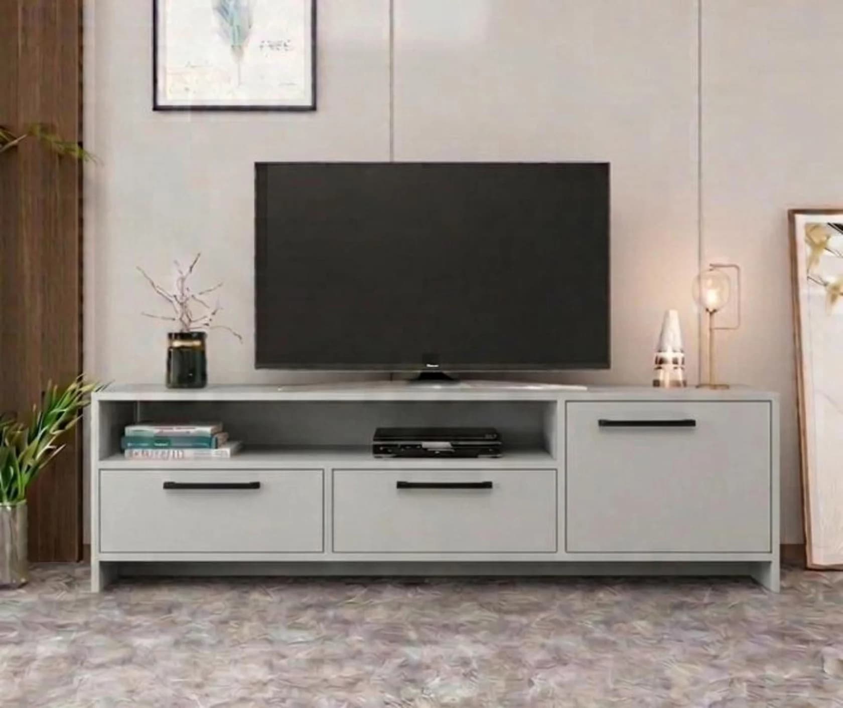 TV üçün tumba MB 9, laminat, boz, 160 sm