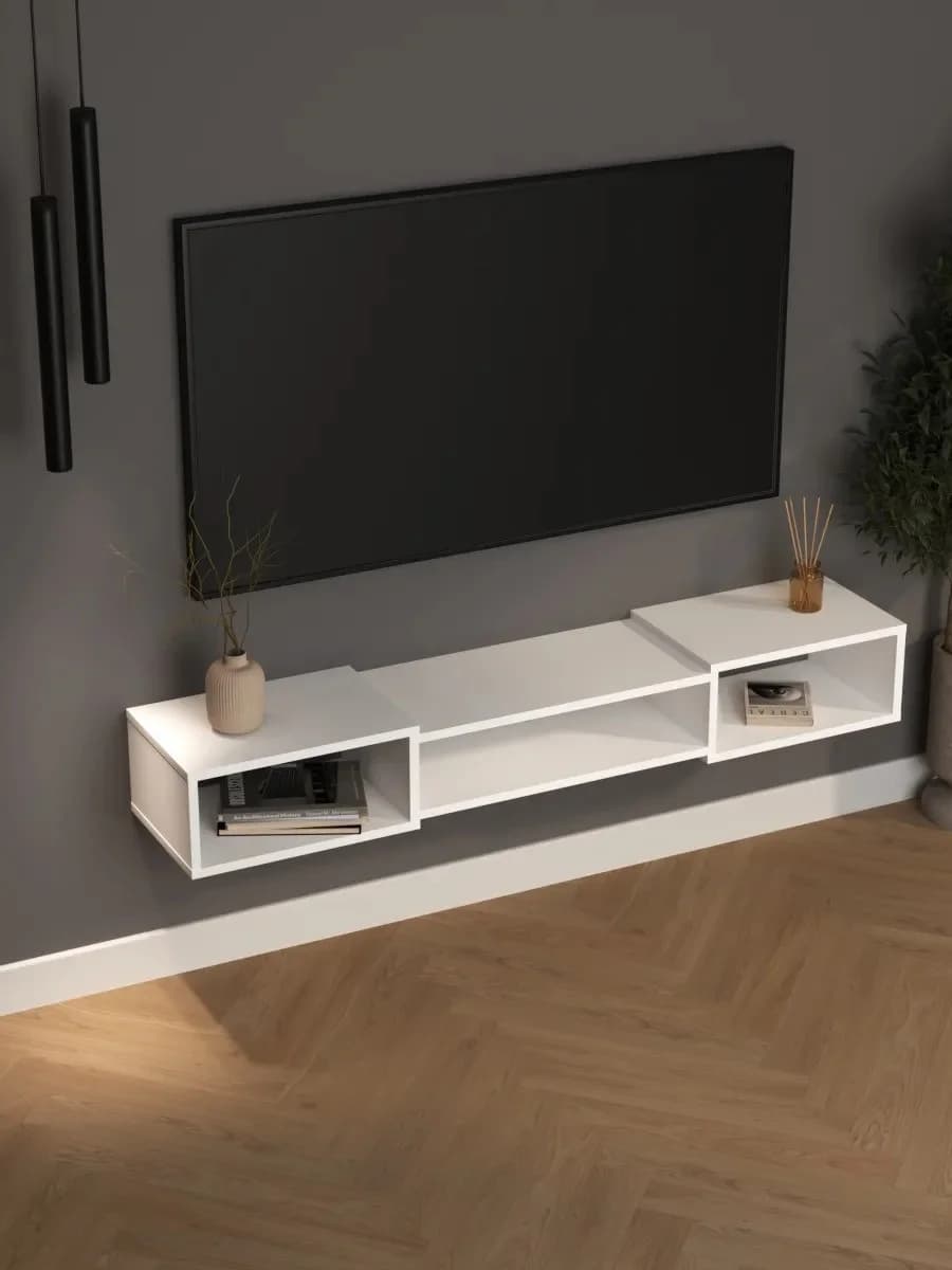 TV üçün tumba Yagmur, laminat, ağ, 150.1 sm — изображение 3
