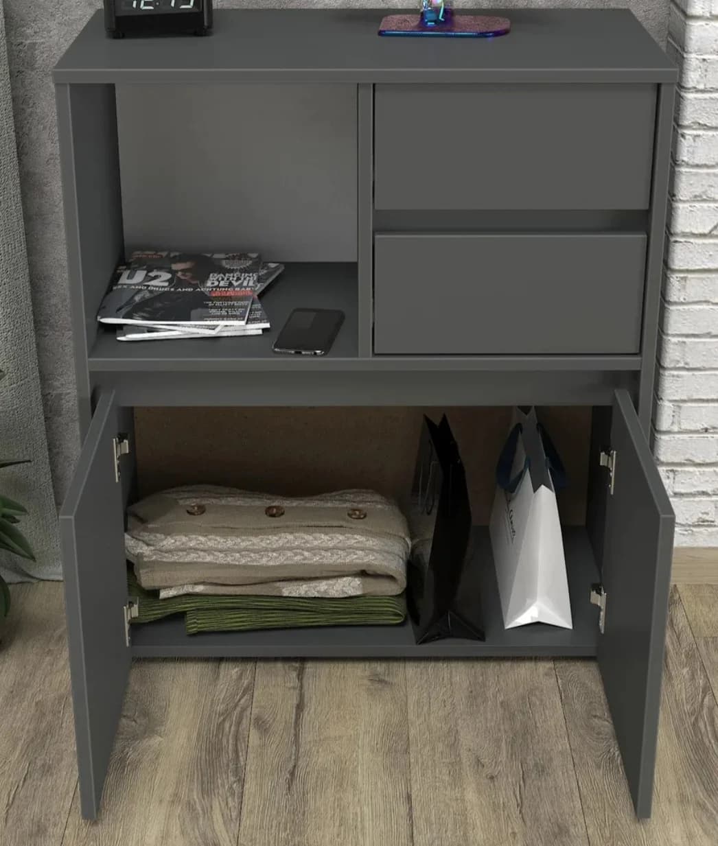 Komod SO038, antrasit, laminat, 67.8х34.8х78 sm — изображение 4