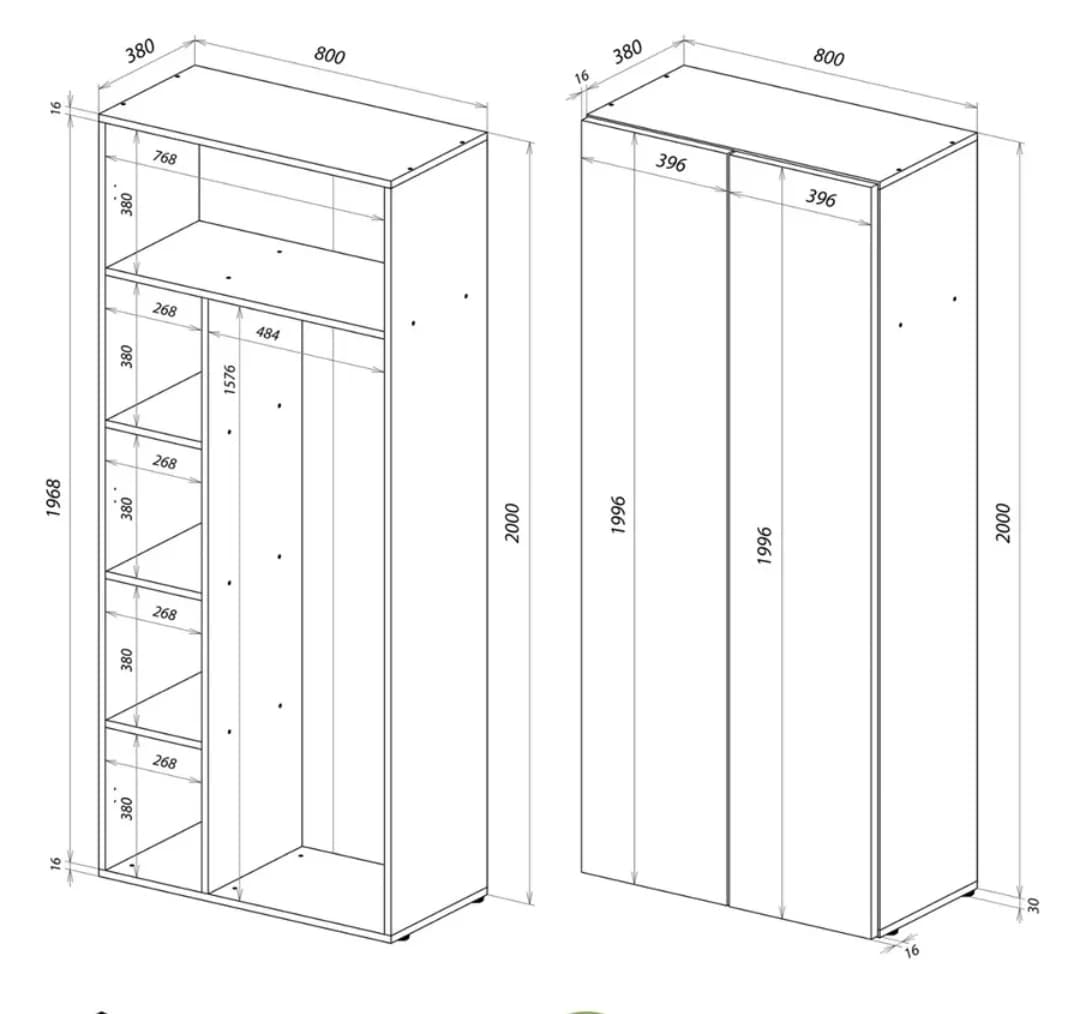 Döşəməüstü dolab SO 001, laminat, ağ, 80x40x200 sm — image 5
