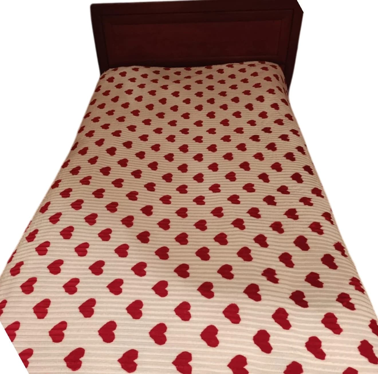 Pled bambuk, tək nəfərlik, 160x210 sm, ürək naxışlı