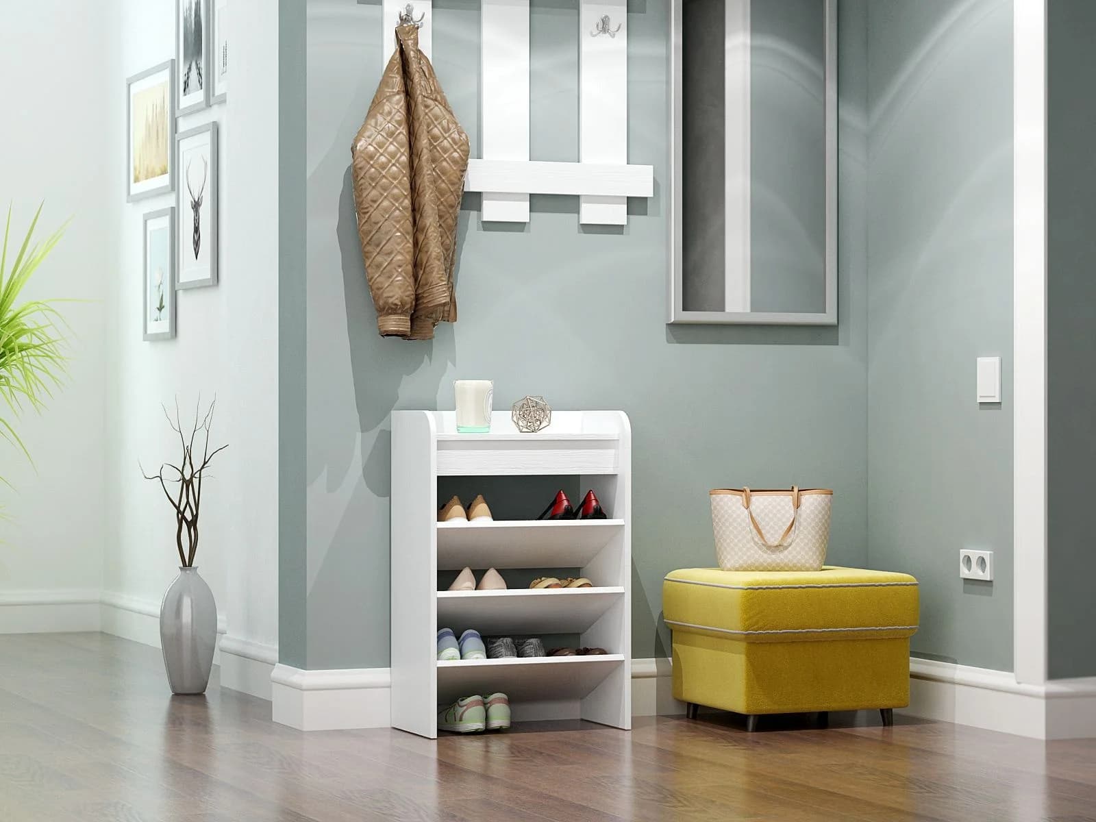 Ayaqqabı şkafı Yagmur99, 78x52x3 ədəd, laminat, ağ