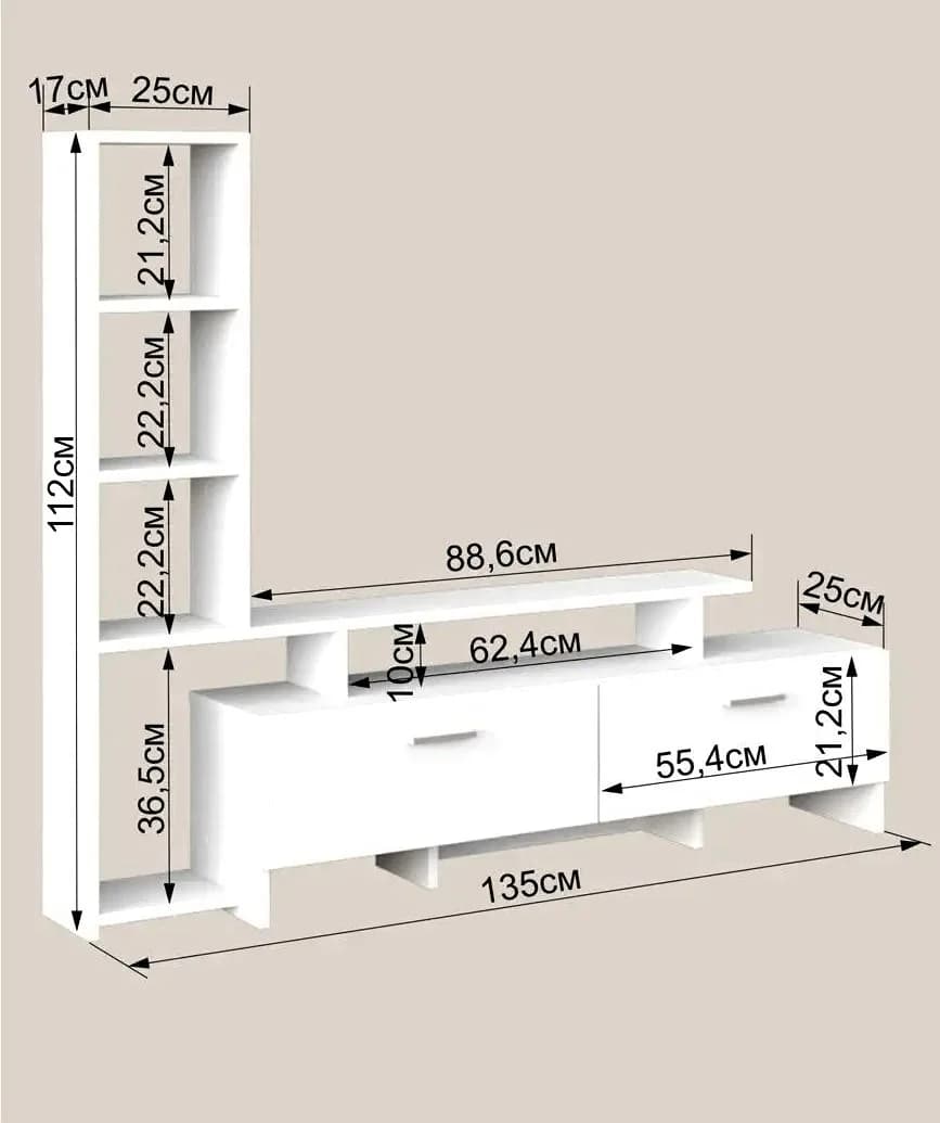 TV üçün tumba Yagmur, laminat, sonomo, 135x25x112 sm — image 6