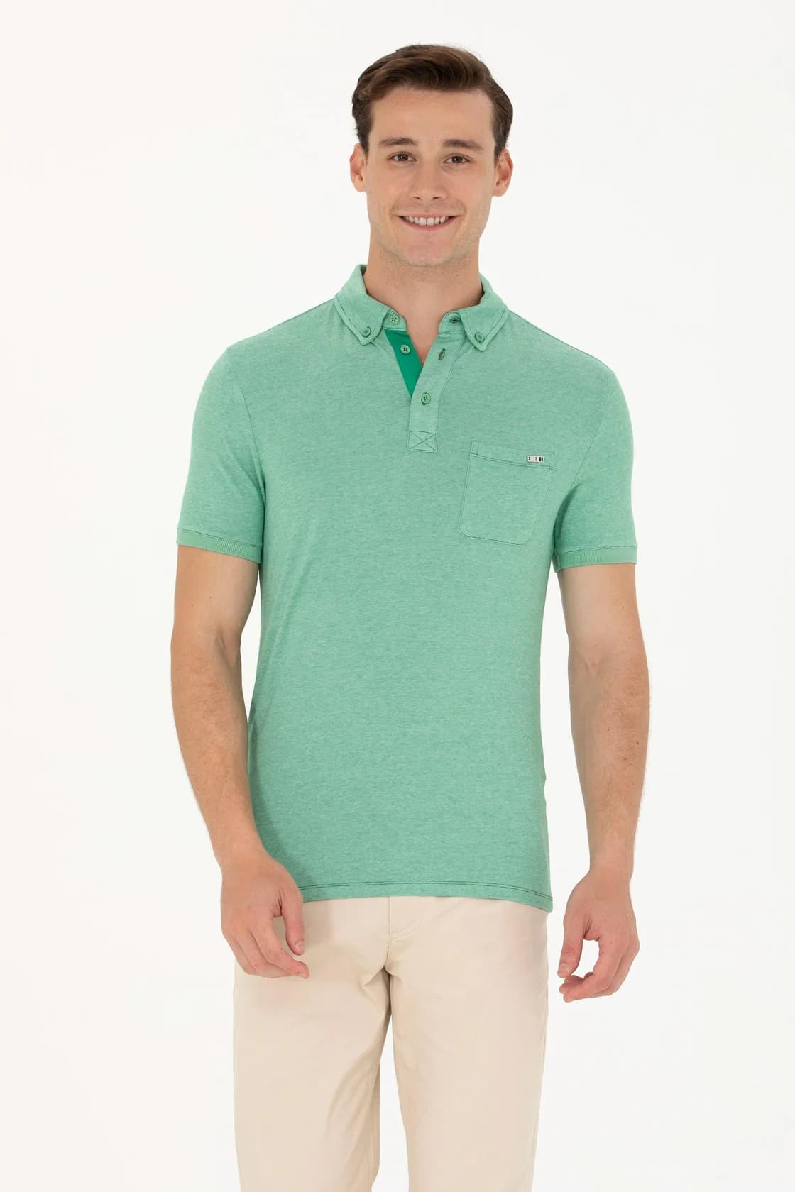Kişilər üçün polo gs_146, yaşıl, pambıq/modal/elastan, ölçü L