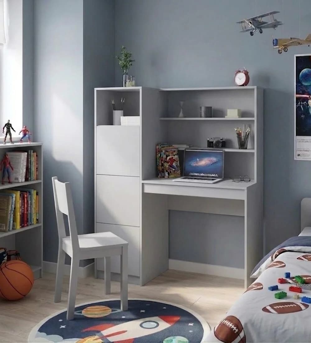 Yazı masası MB 18, laminat, boz, 120x140x45 sm