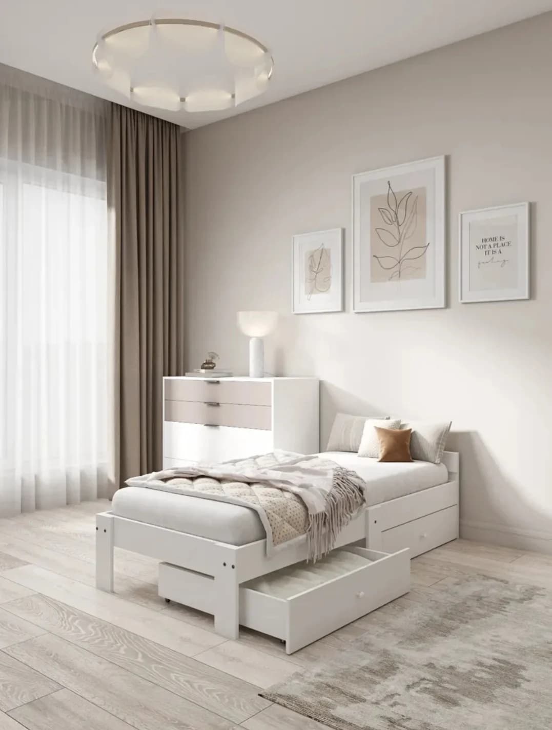 Bir nəfərlik çarpayı SO 009, laminat, ağ, 80x200x55 sm