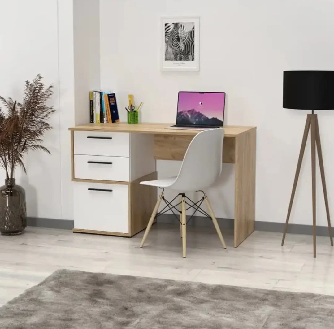 Yazı masası SO95, laminat, 120x55x74.8 sm, ağ/Sonoma
