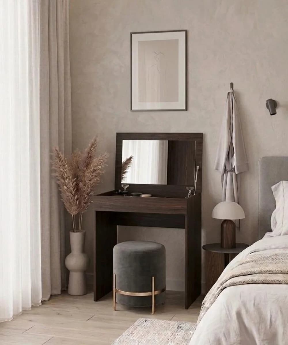 Makiyaj masası güzgülü MB11, laminat, venqe, 75x70x45 sm