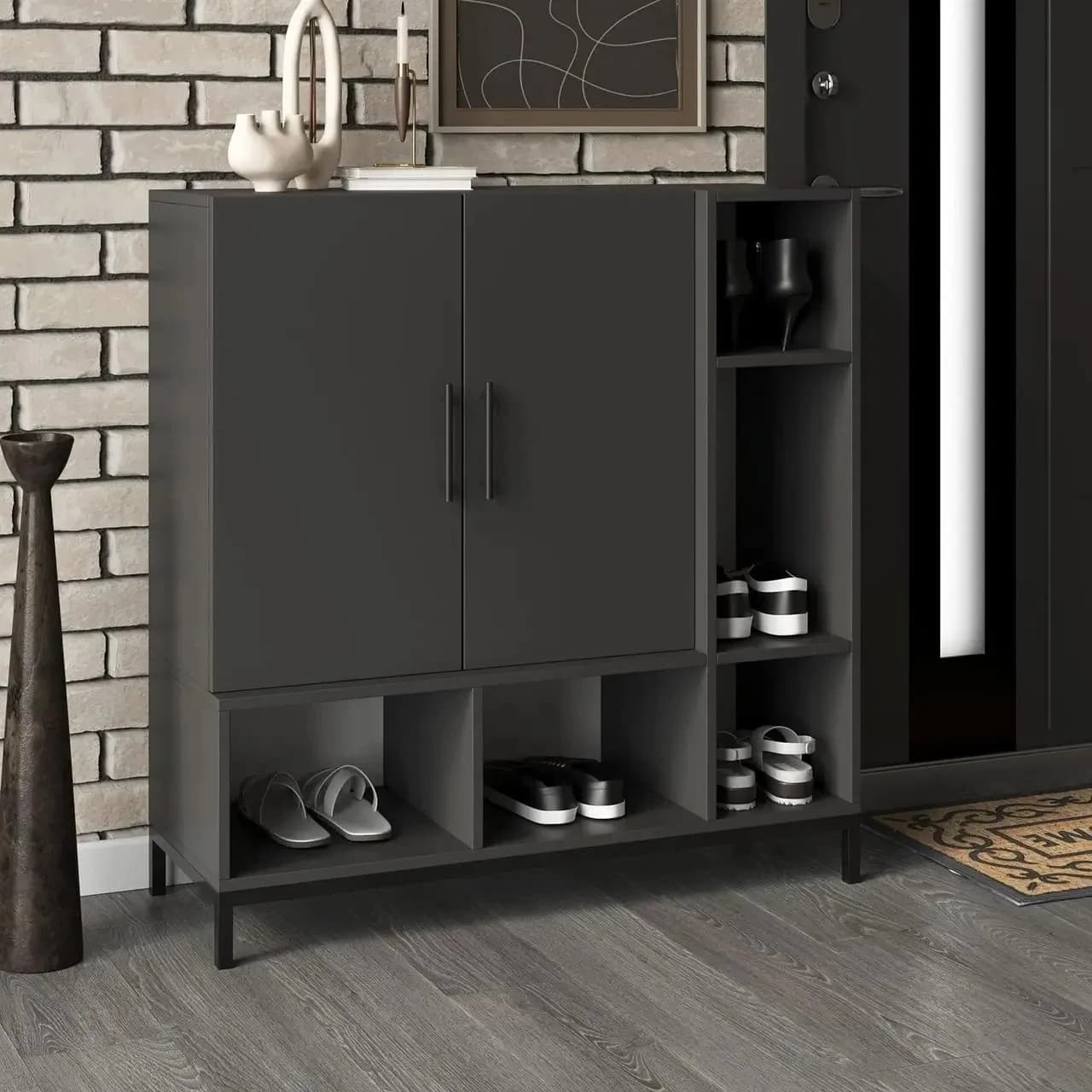 Ayaqqabı üçün tumba Yagmur, antrasit, laminat, 96x35x100 sm