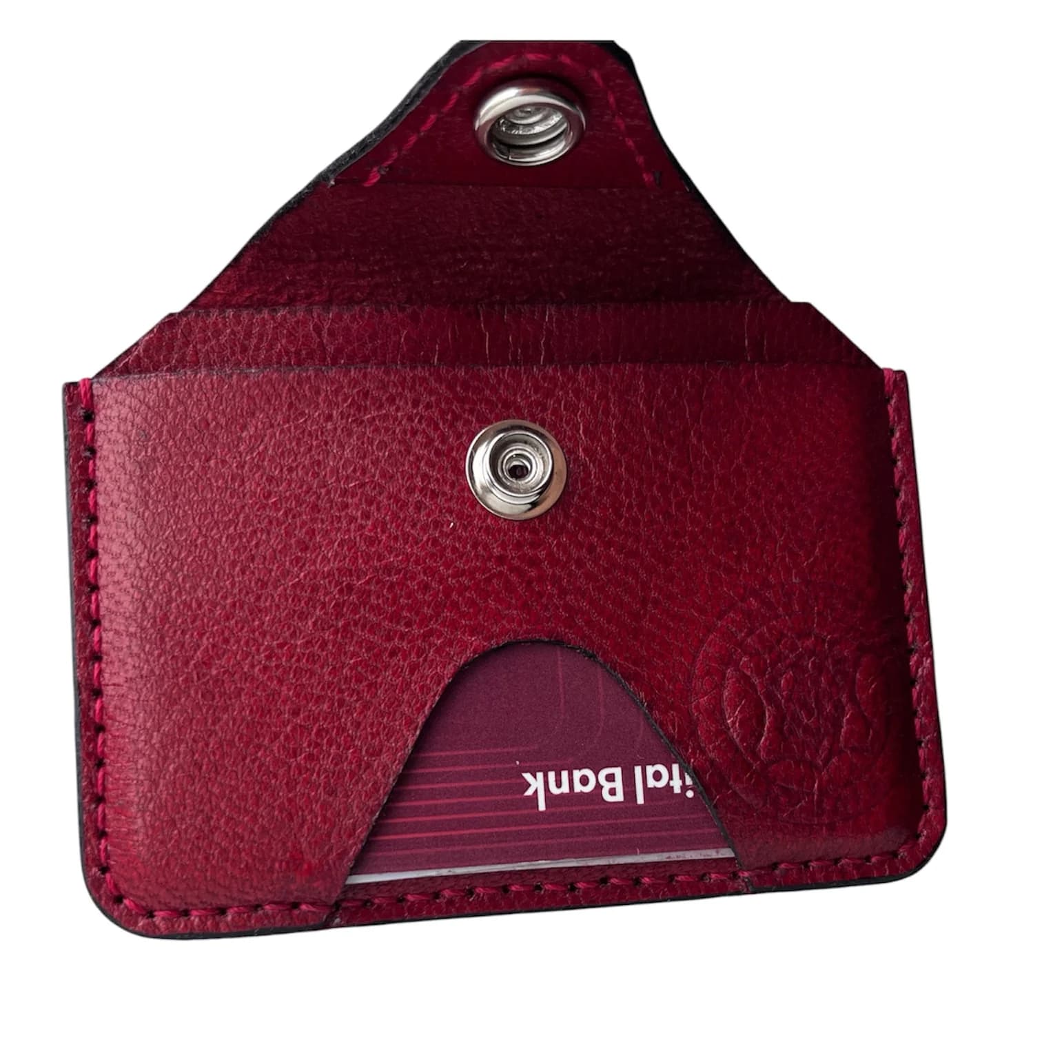 Kredit kart qabı, təbii dəri, 10 x 7.5 sm, qırmızı — şəkil 2