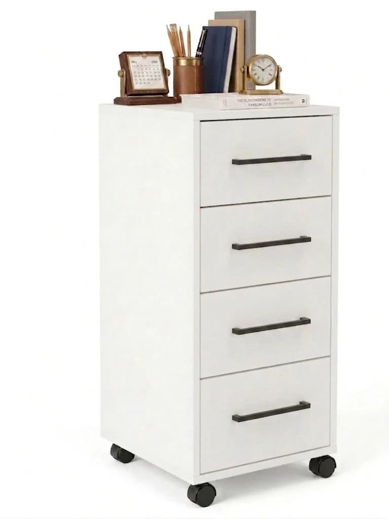 Tumba MB11, laminat, təkərli, 75x40x40 sm, ağ