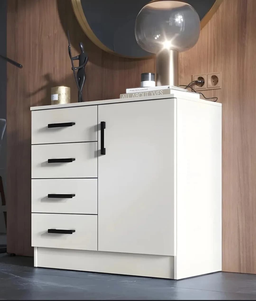 Komod SO0028, laminat, 81x36x82 sm, ağ