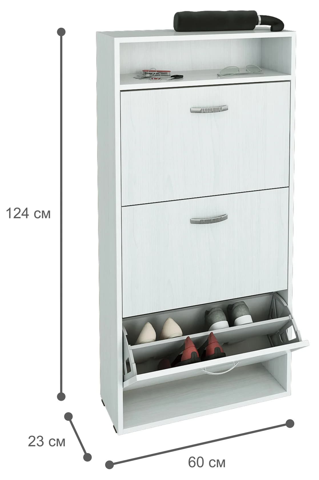 Ayaqqabı üçün tumbası Yagmur, laminat, ağ, 124x60x23 sm — изображение 2