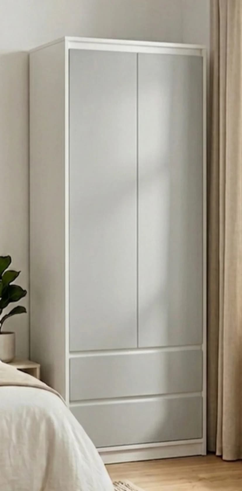 Döşəməüstü dolab MB 4, laminat, Ağ və Boz, 190x80x52sm