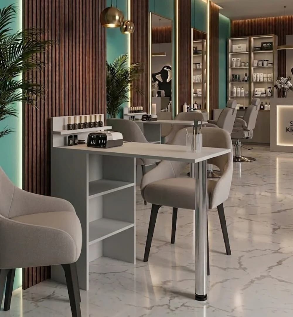 Manikür masası MB 1, laminat, boz, 100x91x45 sm