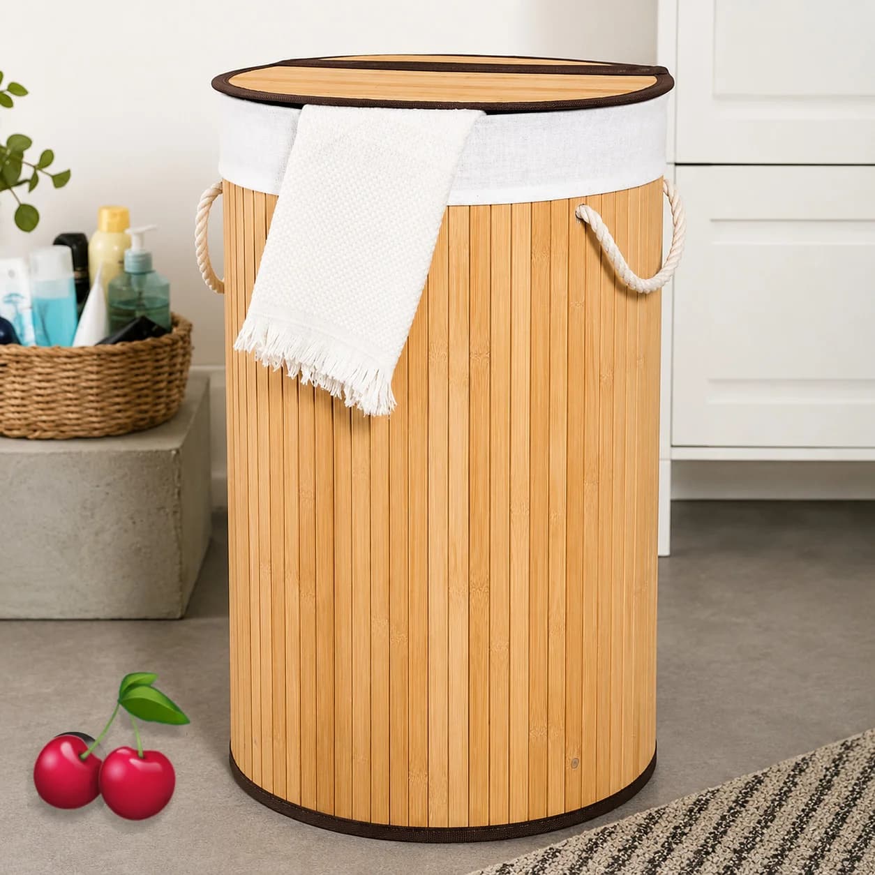 Çamaşır üçün səbət, bej, 60 l