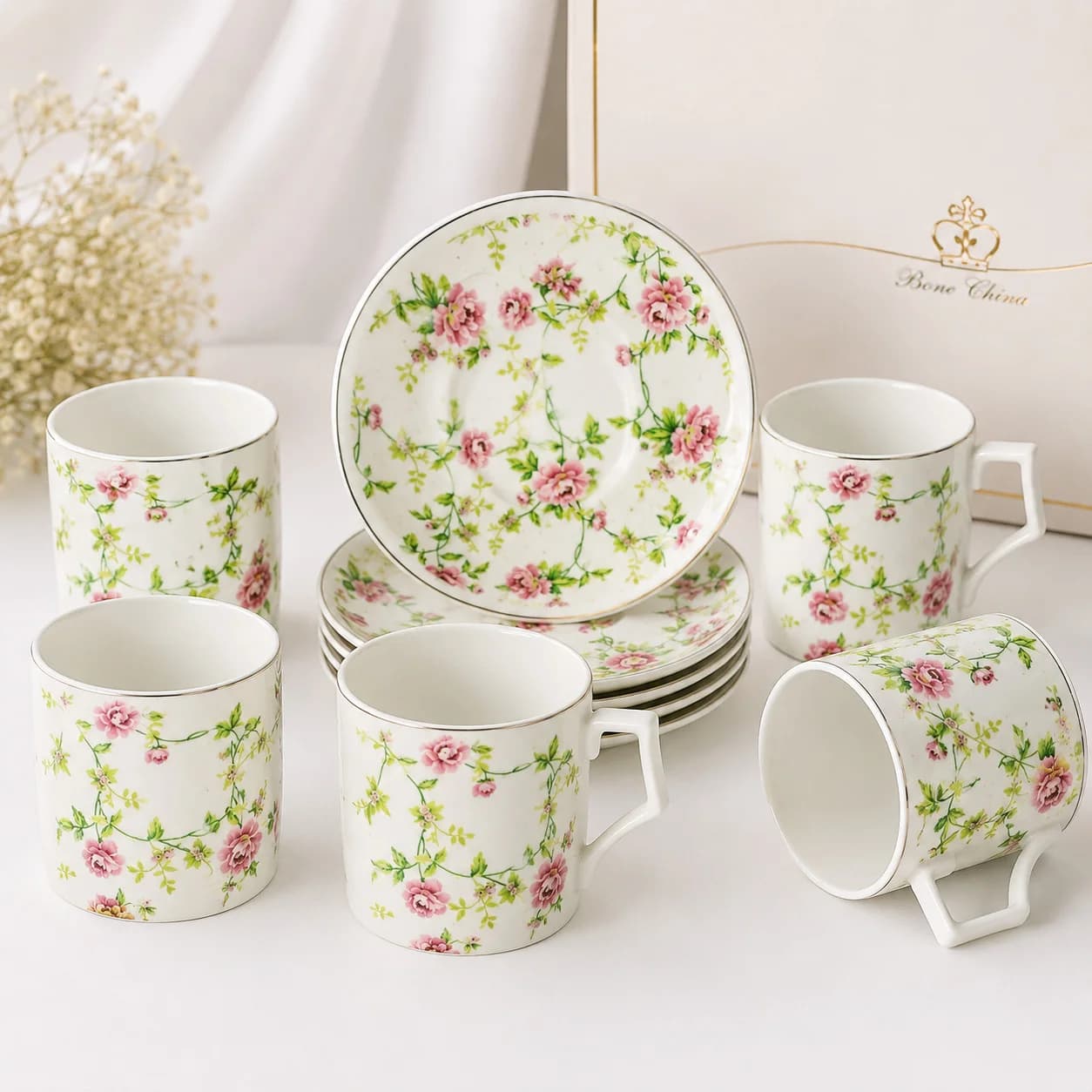 Çay servizi 11421, 250 ml, farfor, ağ, 6 nəfərlik, 12 ədəd