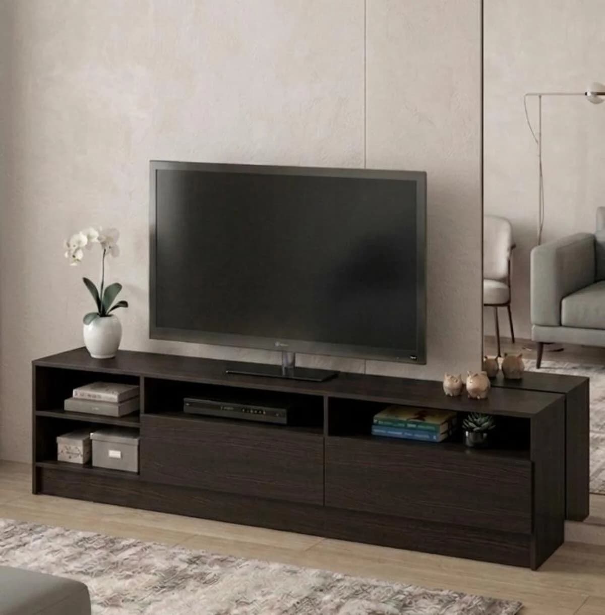 TV üçün tumba MB1, laminat, 160x45x35 sm, tünd qəhvəyi