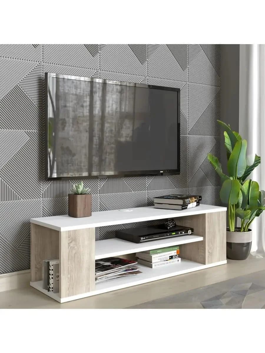 TV üçün tumba 19, laminat, ağ/sonoma, 30.1х28.8х100 sm — изображение 4