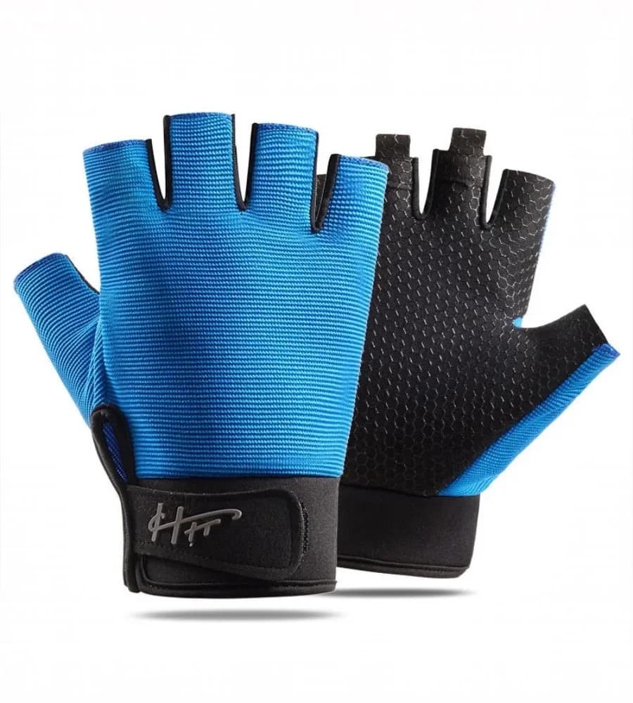 Əlcək Half-Finger, Fitnes üçün, Qara/Mavi — şəkil 3
