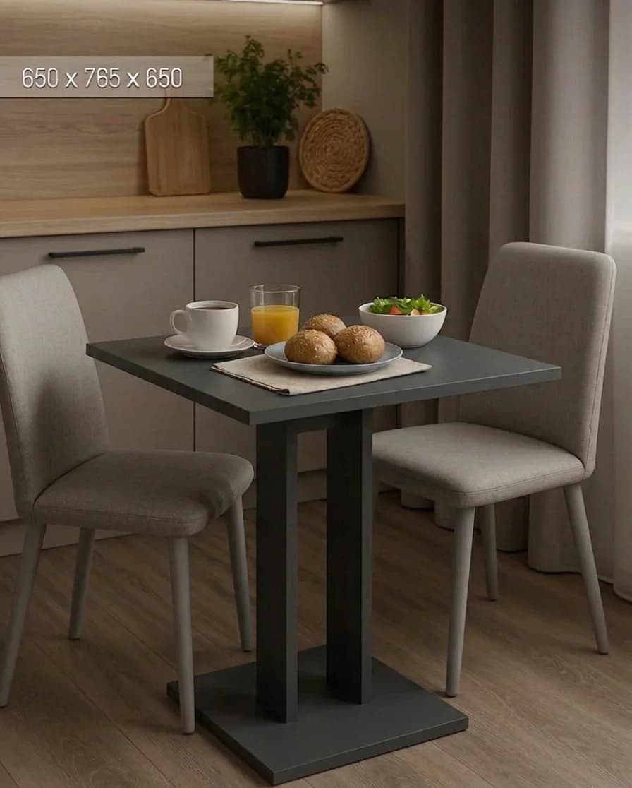 Yemək masası 0581, laminat, antrasit, 65x65x76.5 sm