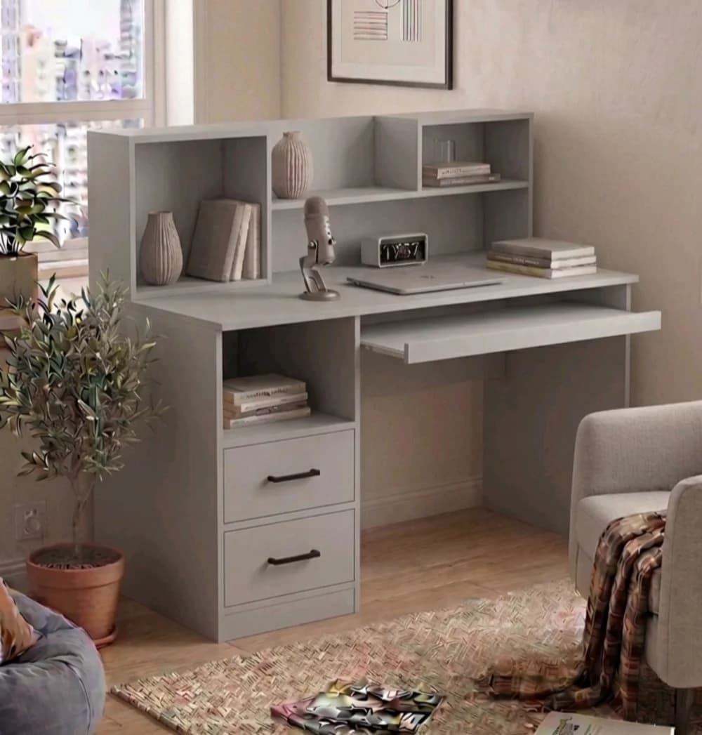Yazı masası MB15, laminat, 120x115x50 sm, boz