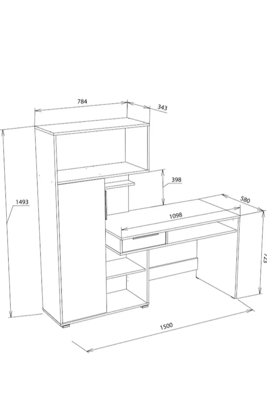 Kompüter masası 2566225, laminat, bej/ağ, 150x150x58 sm — image 3