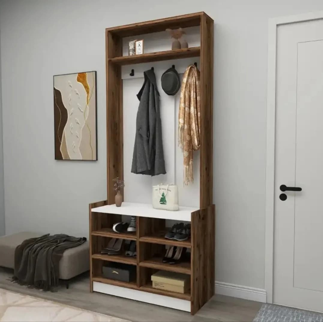 Rəfli asılqan SO006, laminat, ağ/bej, 179x76x35 sm — изображение 3