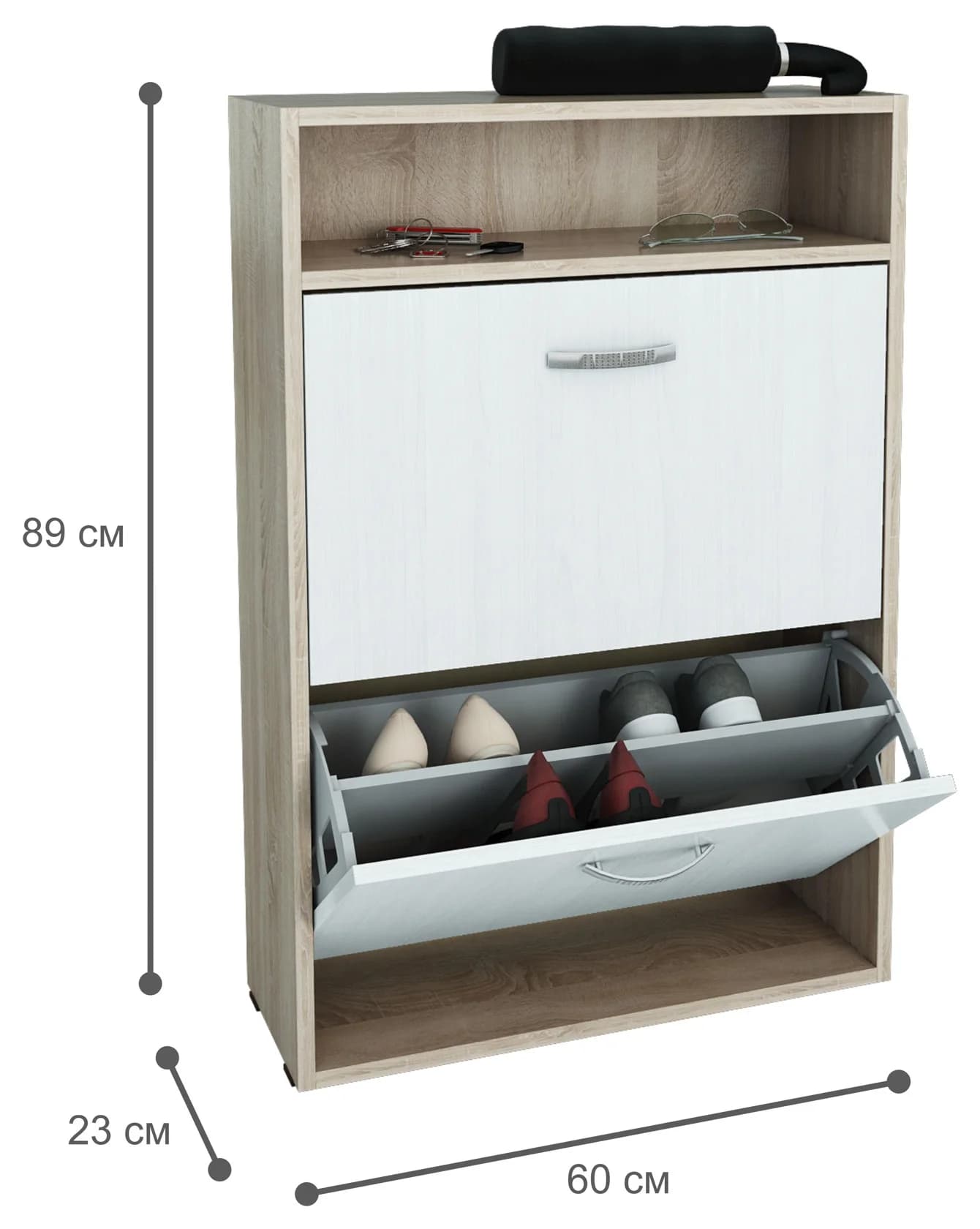 Ayaqqabı tumbası 15457, laminat, ağ/qəhvəyi, 60x89 sm — изображение 2