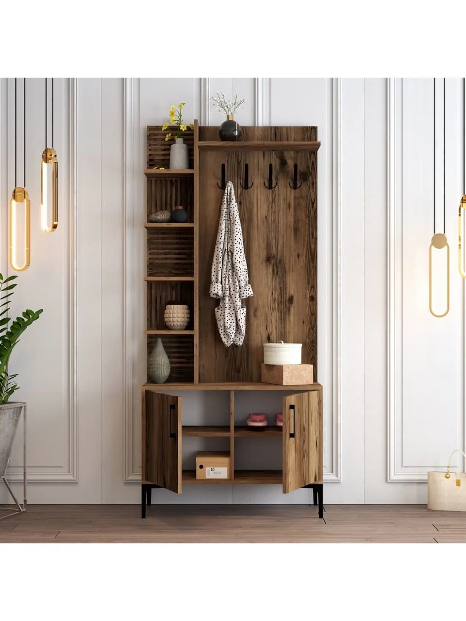 Dəhliz şkafı Elegant Wood ZARR2047, laminat, qəhvəyi, 90x35x200 sm — image 3