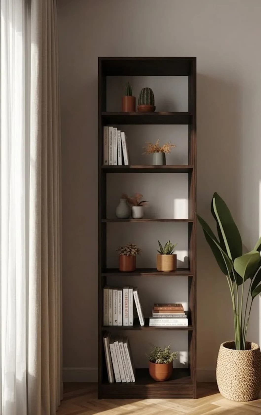 Stellaj MB5, laminat, 210x60x36 sm, tünd qəhvəyi