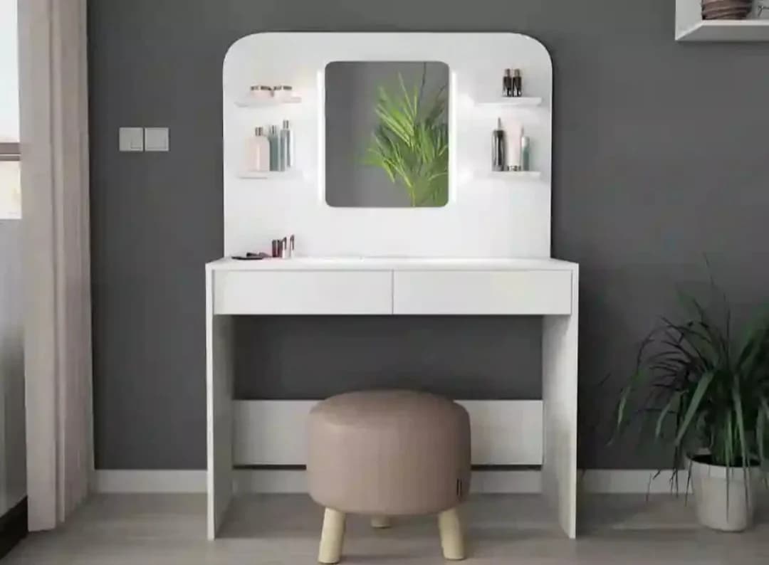 Makiyaj masası SO002, laminat, ağ, 142x42x100 sm — изображение 2