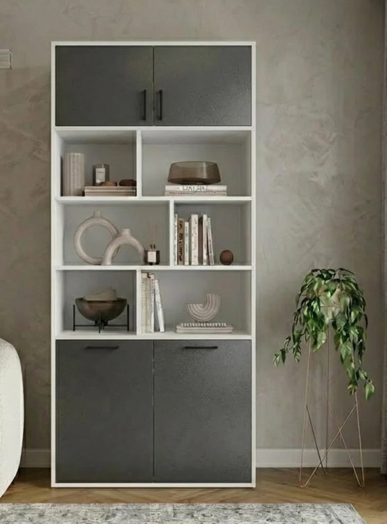 Şkaf MB-3, laminat, 185x80x40 sm, ağ/antrasit