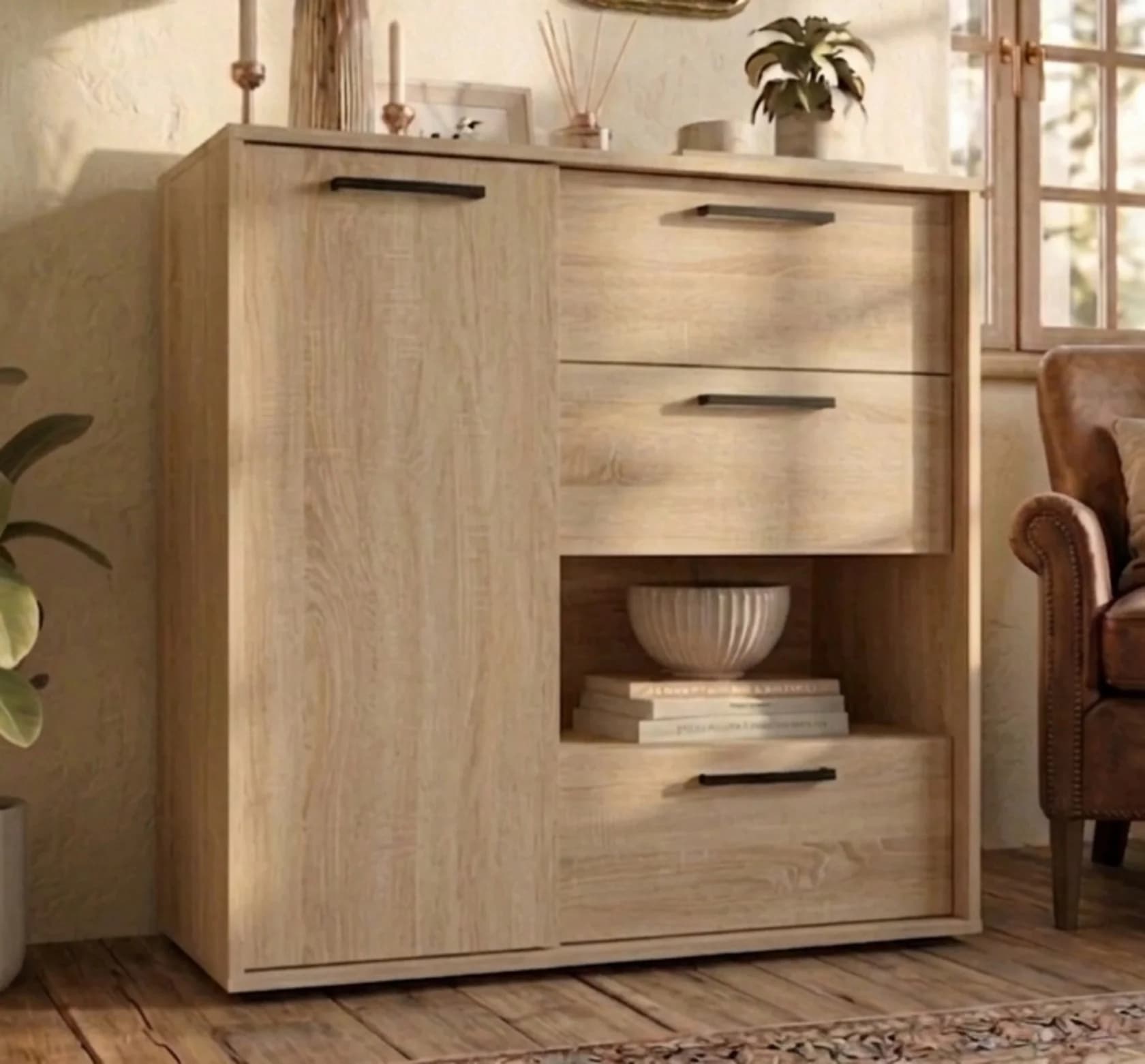Tumba MB15, sonoma, laminat, 90x90x40 sm