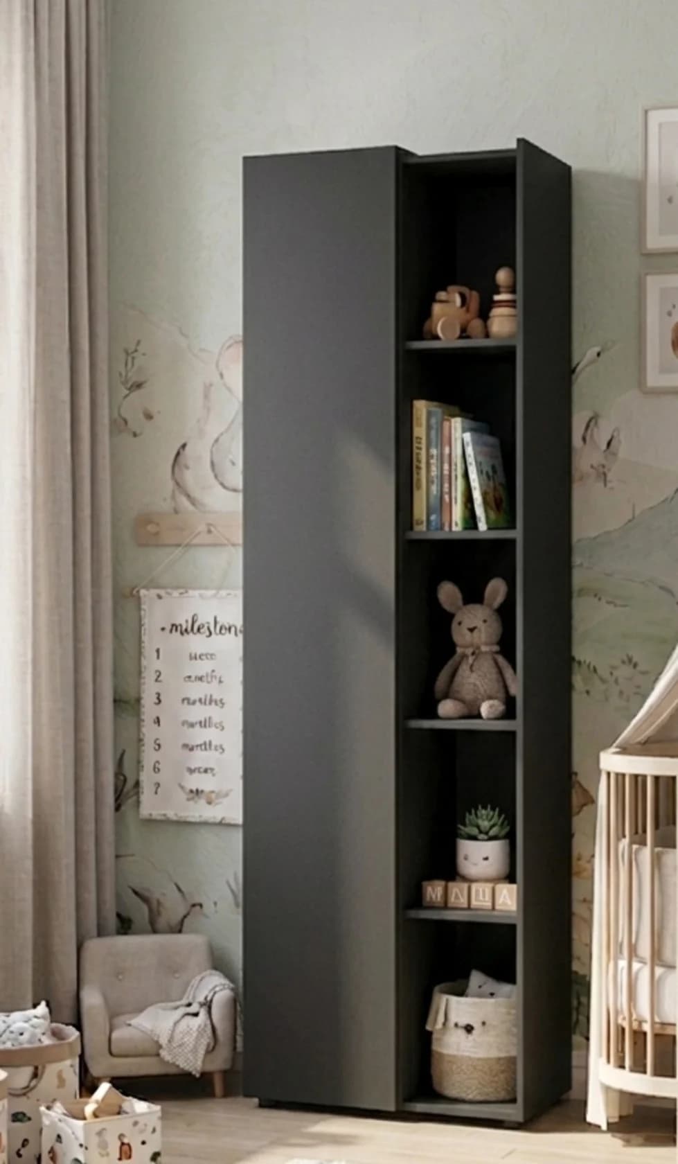 Şkaf 0867, antrasit, laminat, 190x80x45 sm