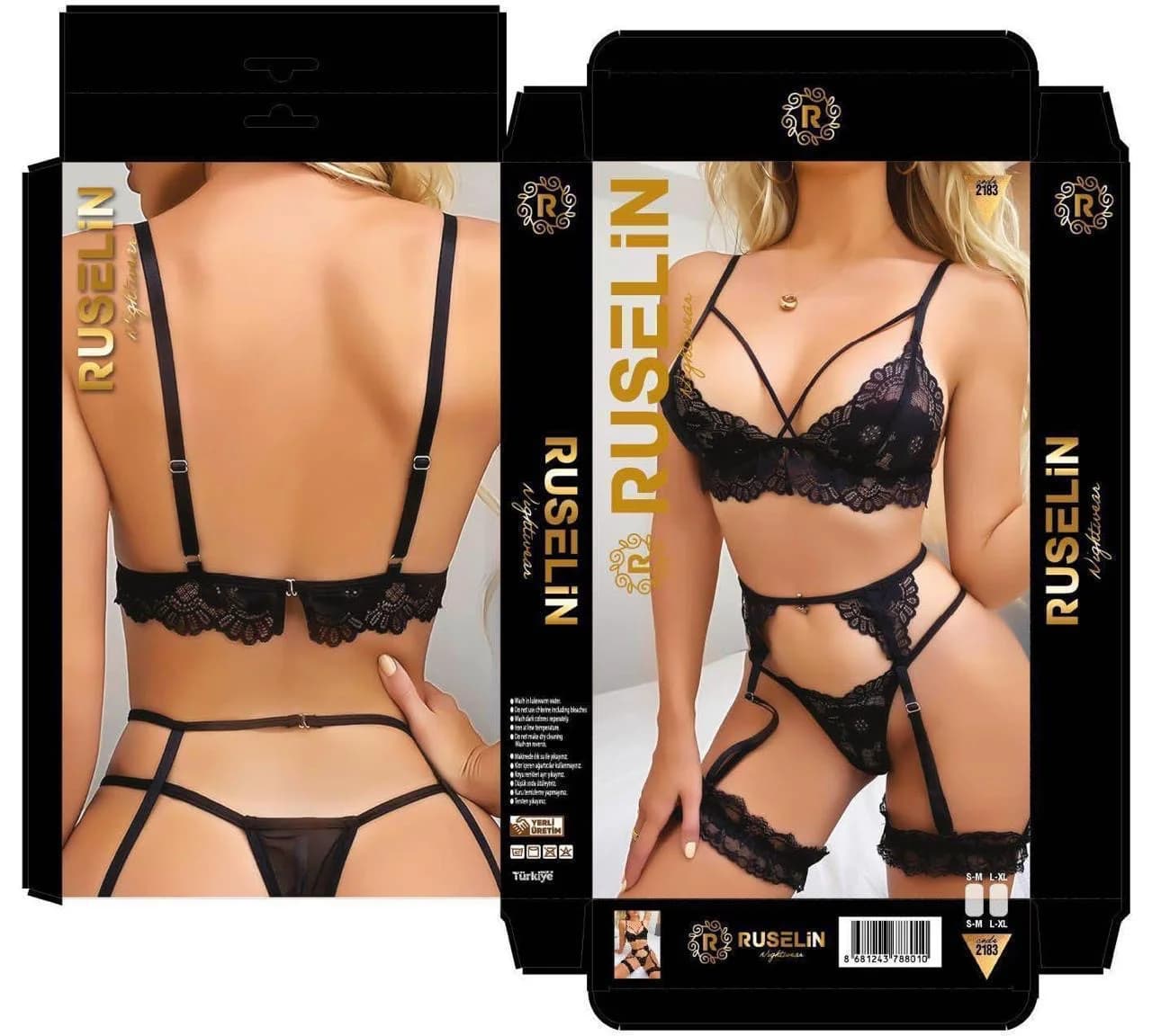 Büsthalter dəsti, qara, poliester, ölçü L/XL