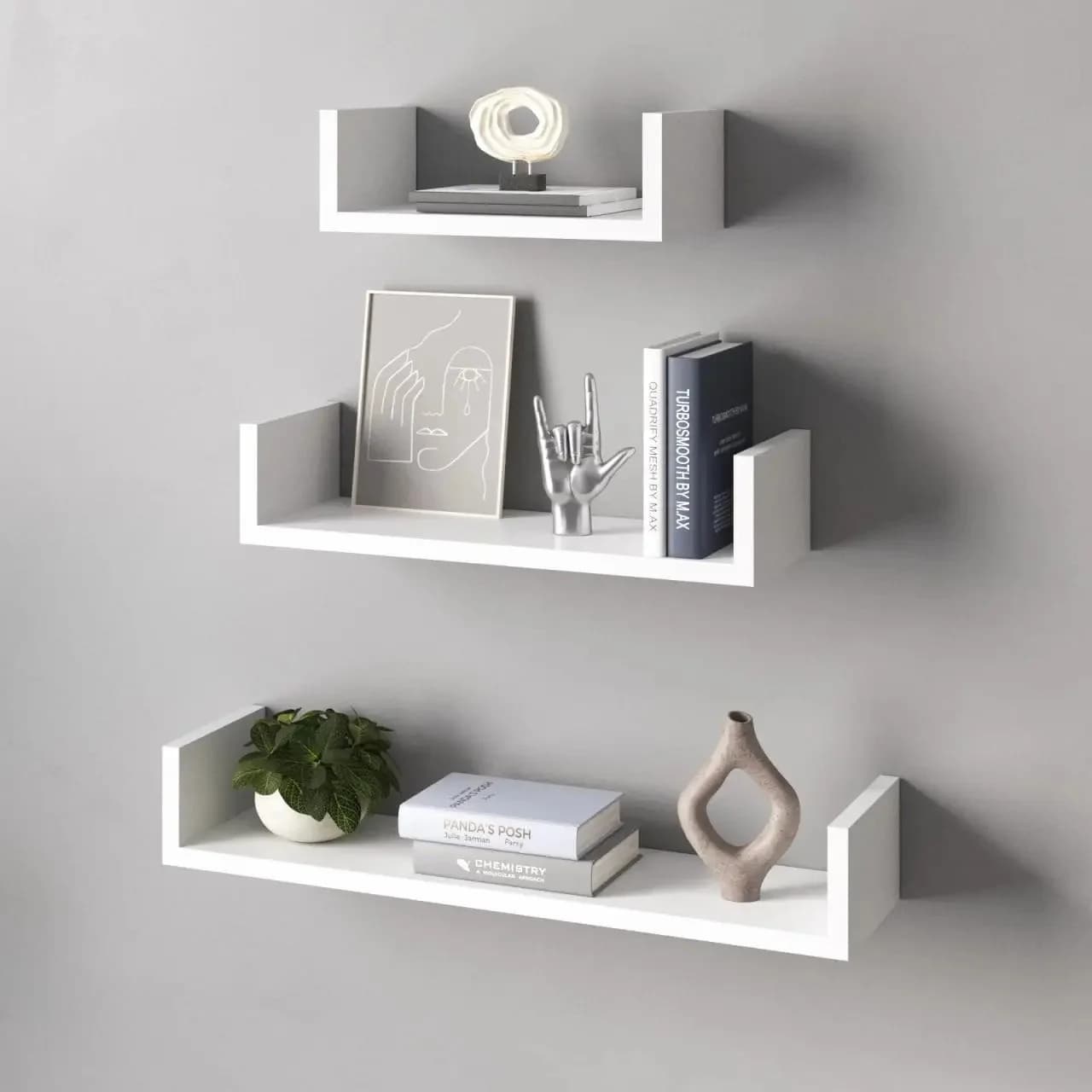Divar rəfi, laminat, ağ, 60x10x15 sm