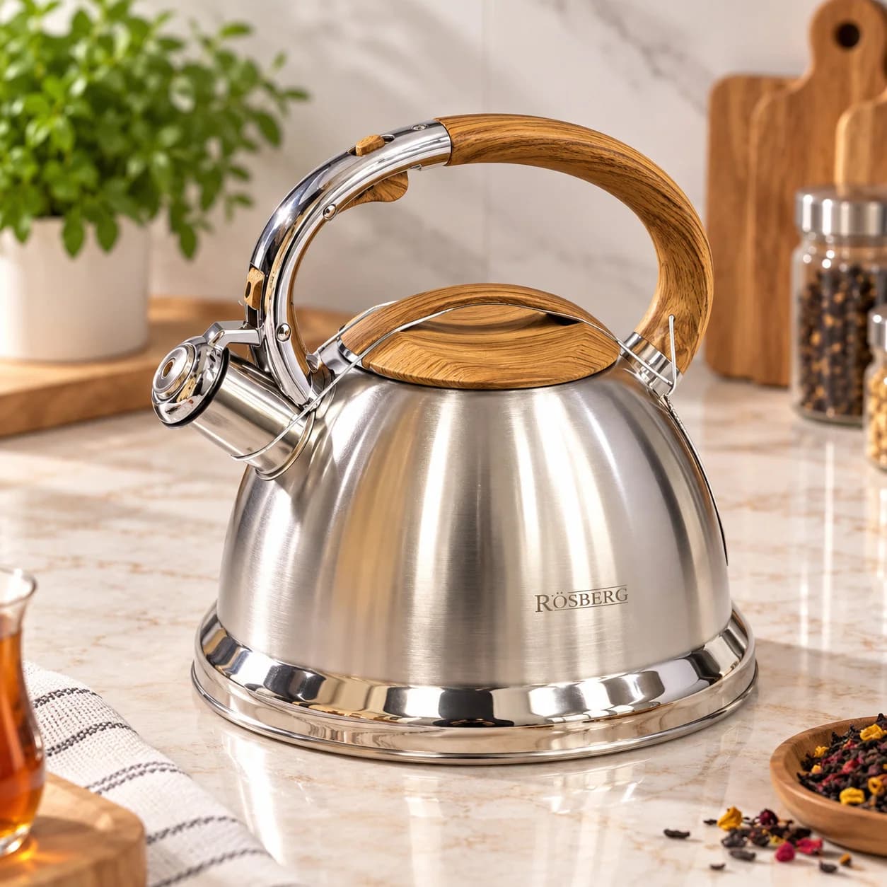 Çaydan, 3200 ml, Paslanmayan polad, Gümüşü