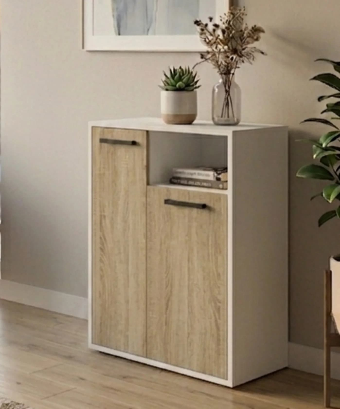 Tumba MB12, laminat, ağ/Sonoma, 90x65x35 sm