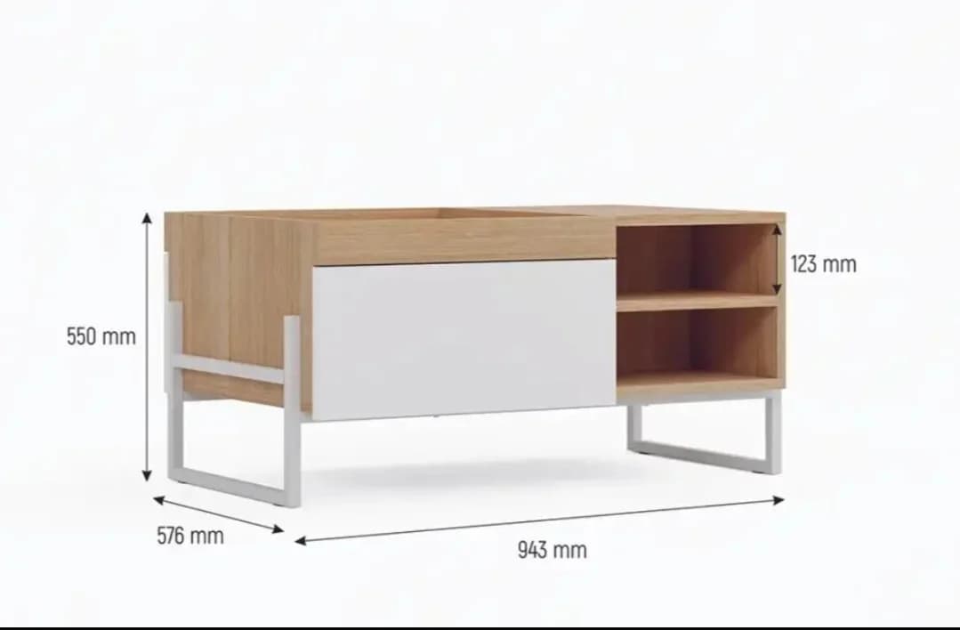 Jurnal masası SO002, laminat, ağ/açıq qəhvəyi, 58x95x55 sm — изображение 5