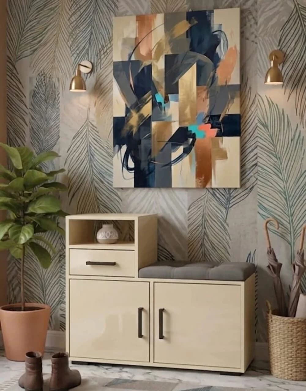 Tumba ayaqqabı üçün MB10, laminat, 72x86x35 sm, bej