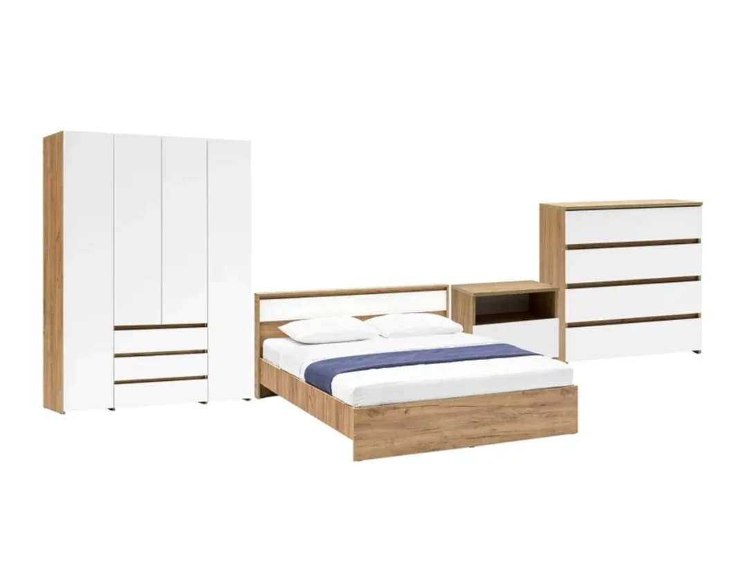 Mebel dəsti yataq otağı üçün S01, laminat, ağ/qəhvəyi — изображение 2