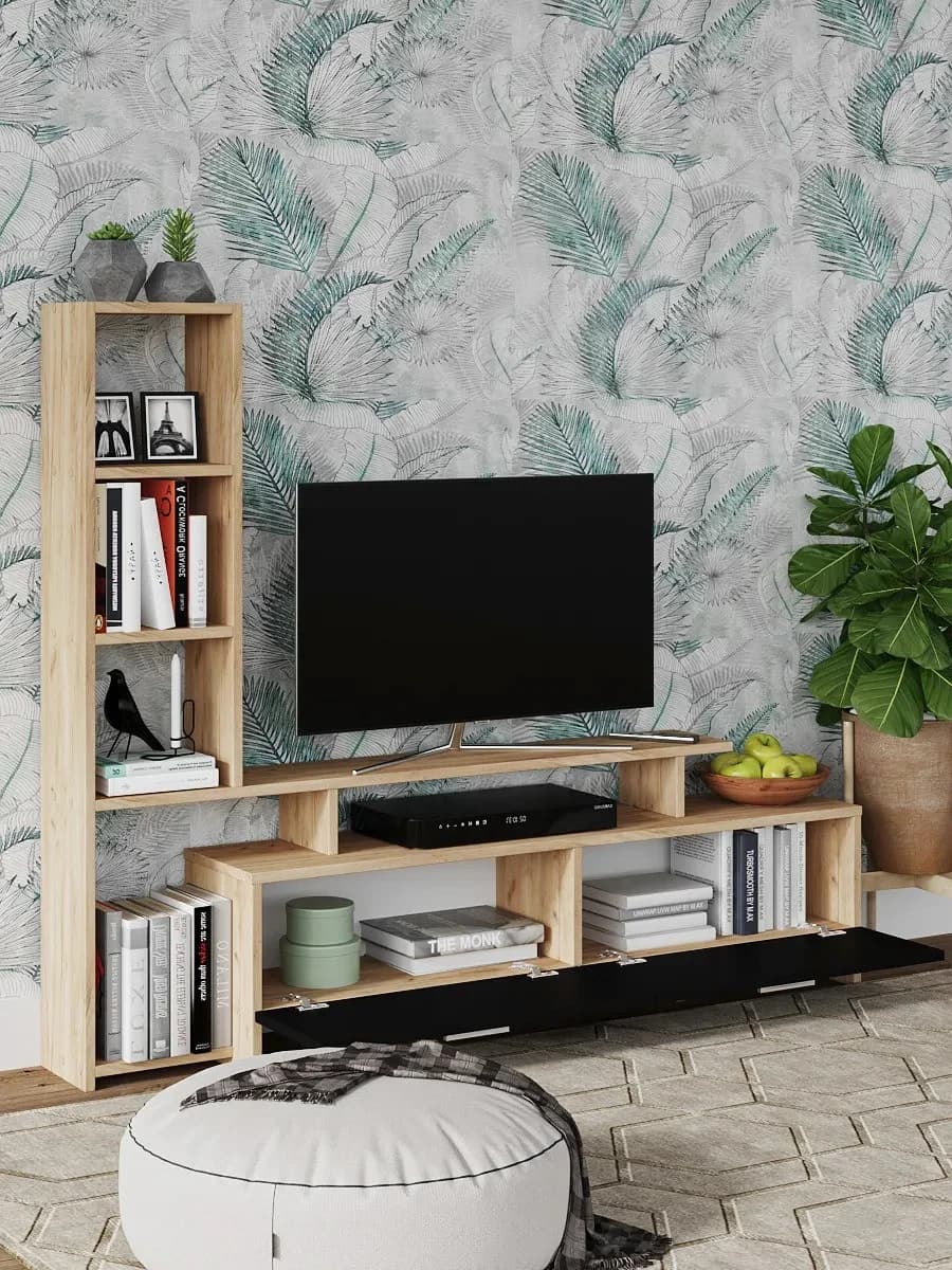 TV üçün tumba Yagmur, laminat, antrasit/votan, 135x25x112 sm — изображение 3