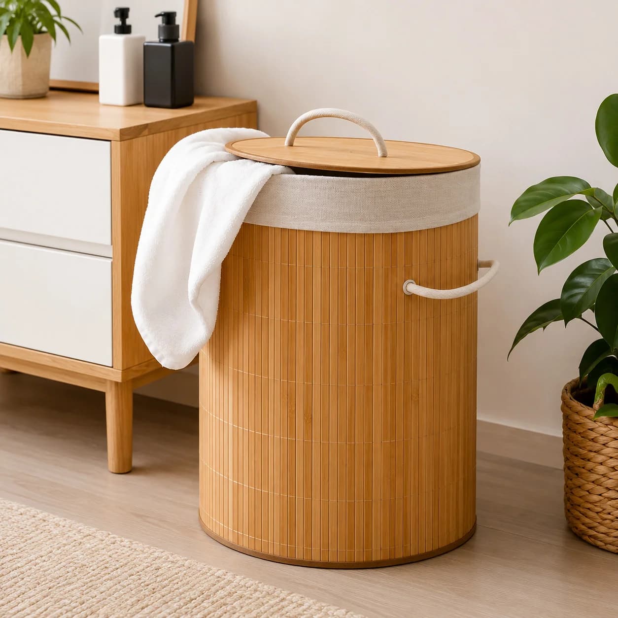 Çamaşır üçün səbət, bej, 40 l