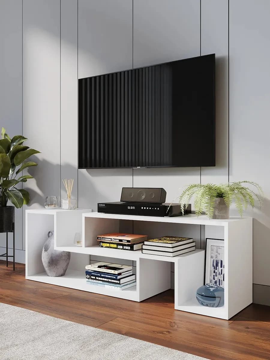 TV üçün tumba Yagmur, laminat, ağ, 160 sm — изображение 2