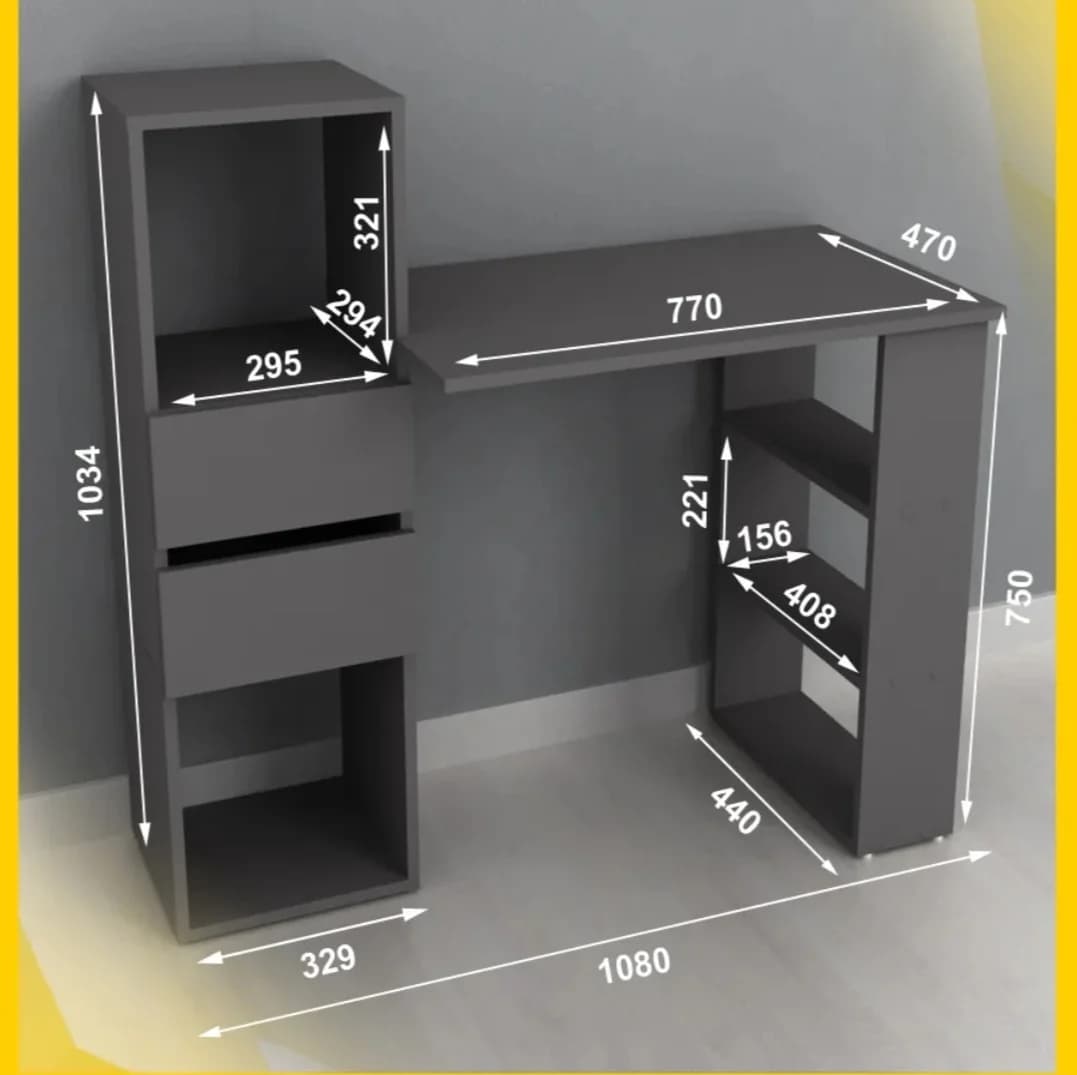 Kompüter masası s034, laminat, antrasit — изображение 2