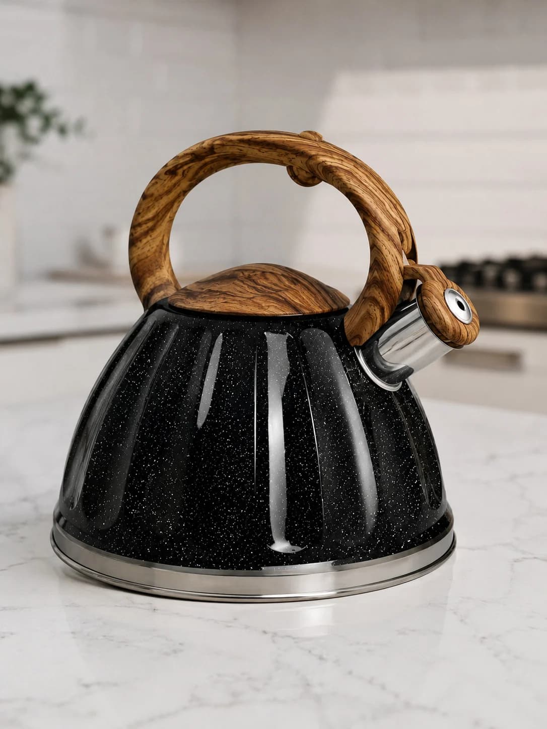 Çaydan, 3200 ml, Minalı metal, Qara